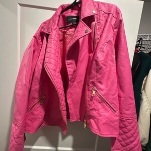 Fashion Nova Pink Leather Jacket with Gold Zippers
